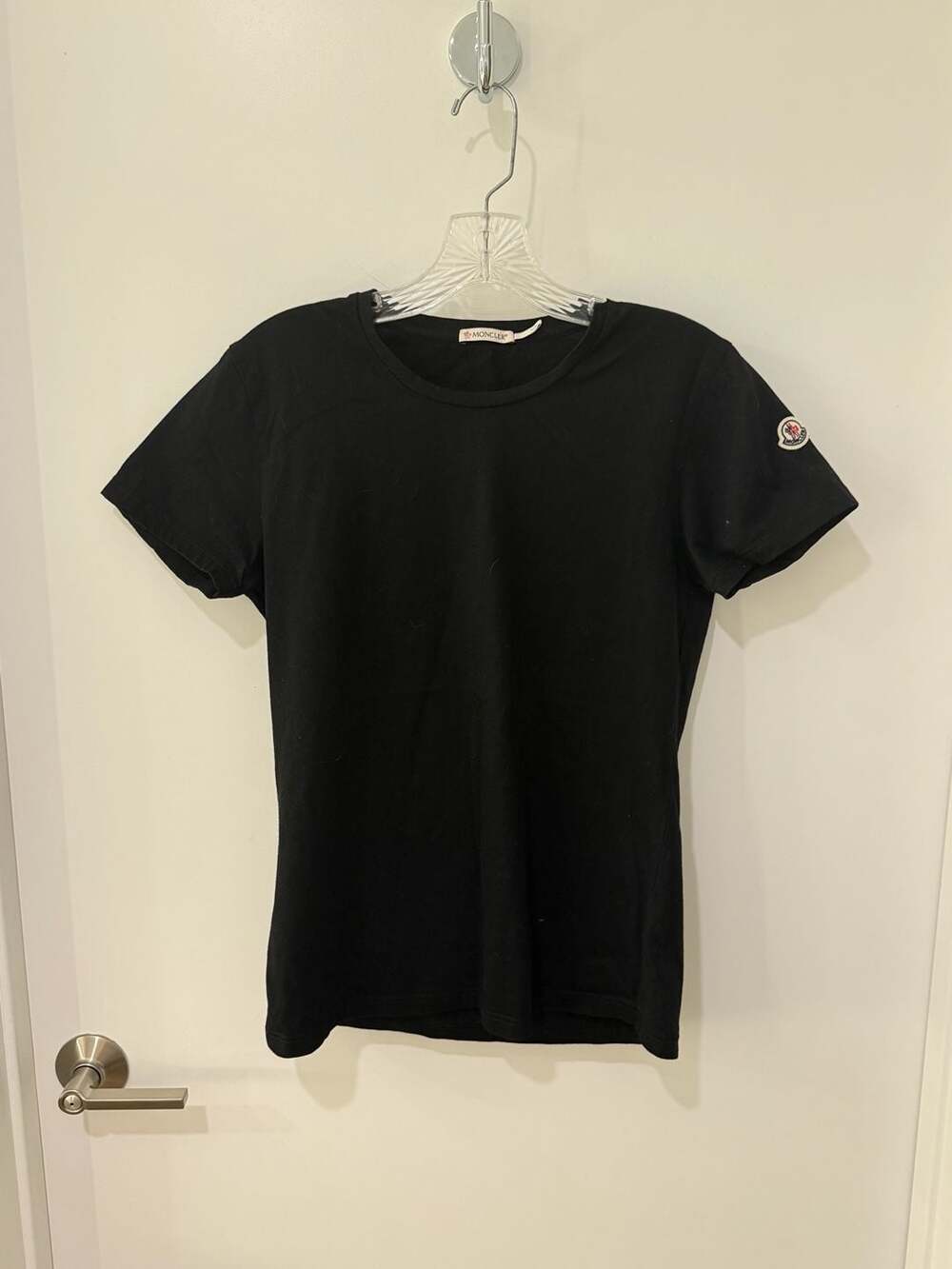 Moncler Logo Patch Cotton T-Shirt Black